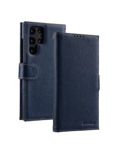 Кожаный чехол книжка Wallet Book Type для Samsung Galaxy S22 Ultra темно синий Melkco