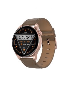 Смарт часы Smart Watch DT3 золотистые коричневая кожа Garsline