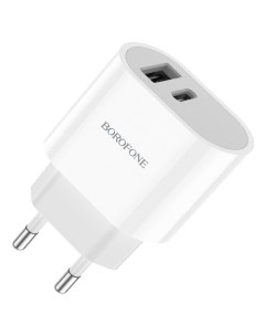 Сетевое зарядное устройство 1xUSB Type C 1xUSB 2 4 А белый Borofone