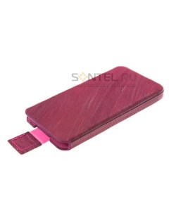 Кожаный чехол с язычком для iPhone 5 дерево тёмно розовое Vip box