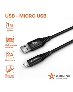 Кабель USB micro USB 1м черный нейлоновый ACH M 23 Airline