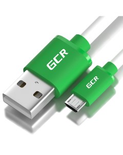 Кабель 0 5м MicroUSB белый зеленые коннекторы 28 28 AWG экран морозостойкий Gcr