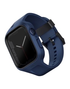 Чехол ремень Monos 2 in 1 case strap для Apple Watch 45 44 mm синий Blue Uniq