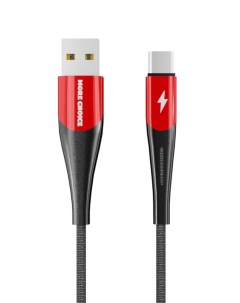 Дата кабель K41Sa New Smart USB 3 0A для Type C нейлон 1м Red Black More choice