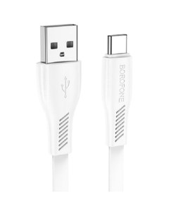 Дата кабель BX85 USB To Type C 3A 1м плоский белый Borofone