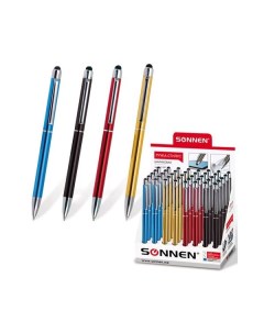 Ручка стилус для смартфонов планшетов синяя серебристые детали 30г Sonnen