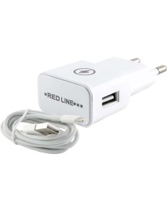 Сетевое зарядное устройство 1 USB 1 A lightning white Red line
