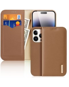 Чехол бумажник для iPhone 14 Pro Max 6 7 Hivo series коричневый Dux ducis
