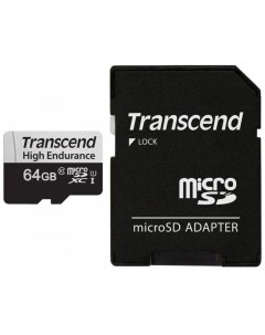 Карта памяти microSDXC Class 10 UHS I U1 High Endurance SD адаптер Transcend