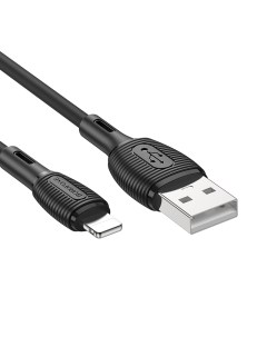 Дата кабель BX86 USB 2 4A для Lightning 8 pin силикон 1м Black Borofone