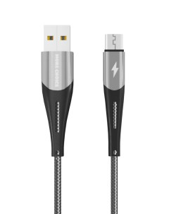 Дата кабель K41Sm New Smart USB 3 0A для micro USB нейлон 1м Silver Black More choice
