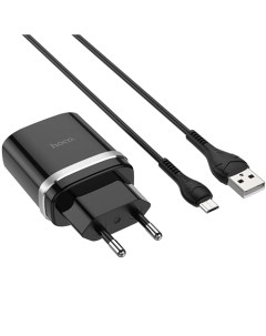 Сетевое зарядное устройство c USB C12Q кабель USB Micro QC3 0 черное Hoco