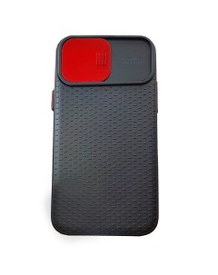 Чехол силиконовый для iPhone 11 Pro с защитой для камеры темно серый с красным Grand price