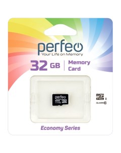 Карта памяти microSD 32GB High Capacity Class 10 без адаптера economy series Perfeo