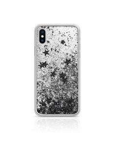 Чехол Sparkle для iPhone XS X черные звезды White-diamonds
