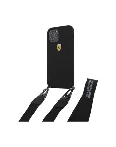 Чехол Ferrari On Track Liquid silicone Strap metal logo iPhone 12 Pro Max Black Cg mobile