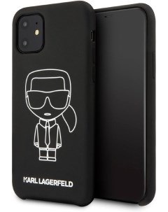 Чехол Karl Lagerfeld Ikonik outlines Hard для iPhone 11 Черный Белый Cg mobile
