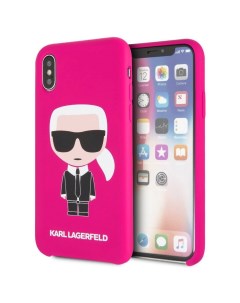 Чехол Karl Lagerfeld Liquid silicone Iconic Karl iPhone X XS Фуксия Cg mobile