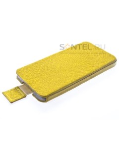 Кожаный чехол с язычком для iPhone 5 сетка жёлтая Vip box