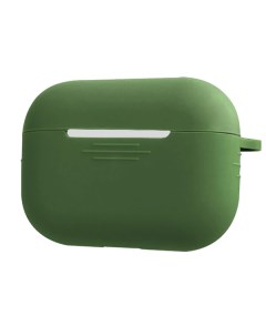 Чехол для кейса наушников Apple AirPods Pro силиконовый с карабином темно зеленый Promise mobile