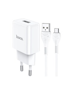 Сетевое зарядное устройство N9 USB 2 1 А кабель microUSB 1 м белый Hoco