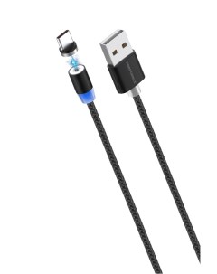 Дата кабель K61Sa Smart USB 3 0A для Type C Magnetic нейлон 1м Black More choice