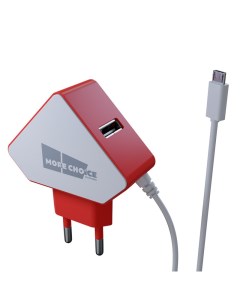 Сетевое зарядное устройство 2USB 1 5A для micro USB NC42m White Red More choice