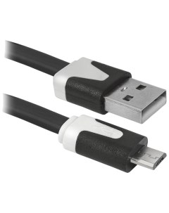 Кабель USB08 03P USB 2 0 Am микро B плоский 1 м чёрно белый Defender
