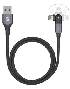 Кабель USB Type C Apple 8 pin поворотный 180 3А 1 2 м черный 72326 Deppa