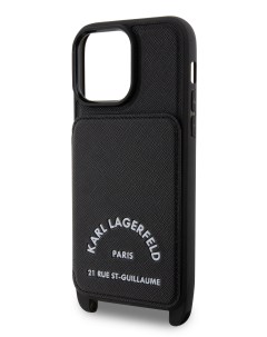 Чехол для iPhone 14 Pro Max из экокожи с карманом для карты black Karl lagerfeld