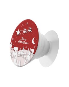 Пластмассовый держатель для телефона Попсокет Новый Год Санта над городом Krutoff