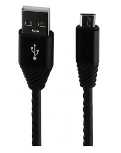 Кабель USB micro кожаная оплетка Black 1 м Liberty project