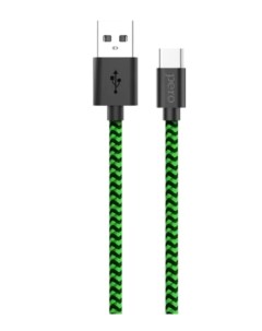 Кабель DC 04 micro USB 2А 1м Green black PRDC 04MU1MGB Péro