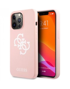 Чехол Guess Liquid silicone 4G Big logo Hard для iPhone 13 Pro Розовый Cg mobile