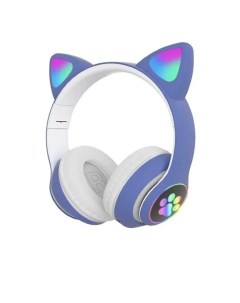 Беспроводные наушники STN 28 Bluetooth со светящимися кошачьими ушами синие Qvatra