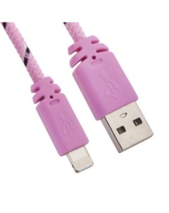 Кабель USB LP для Apple iPhone iPad Lightning 8 pin в оплетке розовый черный Liberty project