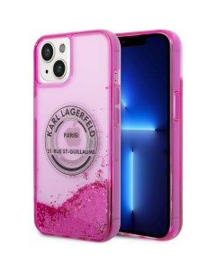 Чехол cg mobile liquid glitter rsg logo hard для iphone 14 розовый Karl lagerfeld