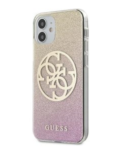 Чехол Guess 4G Circle Logo Glitter iPhone 12 mini Золотисто розовый Cg mobile
