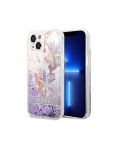 Чехол CG Mobile Liquid Glitter Flower Hard для iPhone 14 Plus Фиолетовый Guess
