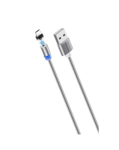 Дата кабель K61Sm Smart USB 3 0A для micro USB Magnetic нейлон 1м Dark Grey More choice