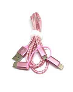 Кабель USB 2 0 Am на Lightning microUSB USB type C 3 1 1м розовый Espada