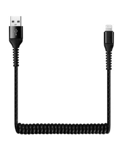 USB кабель LP для Apple Lightning 8 pin Спираль 1 м черный Liberty project