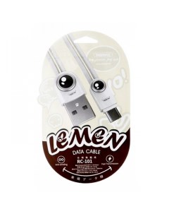 Data кабель USB Lemen RC 101a Type C белый 100см Remax