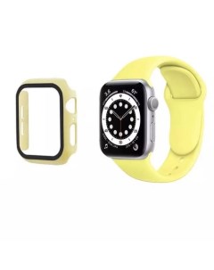 Ремешок силиконовый с защитным корпусом для Apple Watch 44mm Желтый Nobrand