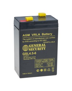 Свинцово кислотный аккумулятор GSL 4 5 6 6 В 4 5 Ач General security