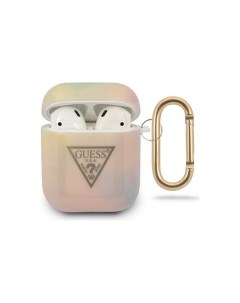 Чехол с карабином TPU case TIE DYE with ring AirPods 1 2 Розовый Guess