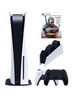 Игровая приставка PlayStation 5 3 ревизия 2 й геймпад черный зарядное Witcher 3 ди Sony