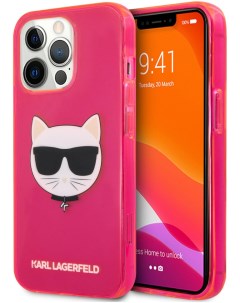 Чехол Karl Lagerfeld TPU FLUO Choupette Hard для iPhone 13 Pro Розовый Cg mobile