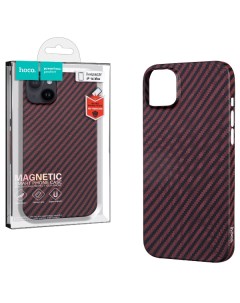 Чехол для iPhone 14 Plus Carbon Ultra Thin MagSafe черный бордовый Hoco
