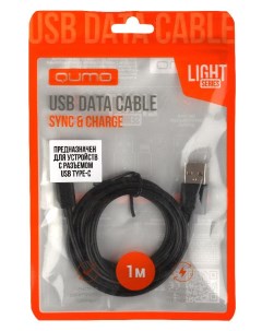 Кабель Light series USB USB Type C 5В PVC 1A 1 м черный Qumo